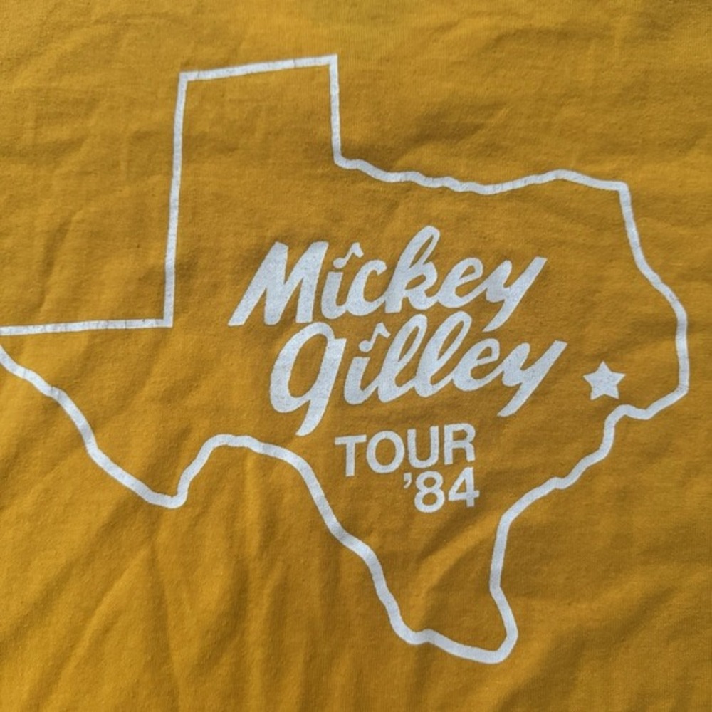 Vintage 1984 Mickey Gilley Tour T Shirt‎ Jerzees Russell L Texas V Neck - Picture 5 of 7